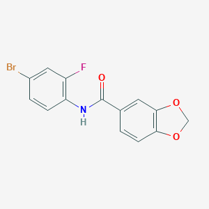 molecular formula C14H9BrFNO3 B311949 N-(4-bromo-2-fluorophenyl)-1,3-benzodioxole-5-carboxamide 