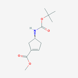 molecular formula C12H19NO4 B3119508 甲基 (4R)-4-{[(叔丁氧基)羰基]氨基}环戊-1-烯-1-羧酸酯 CAS No. 251327-01-2