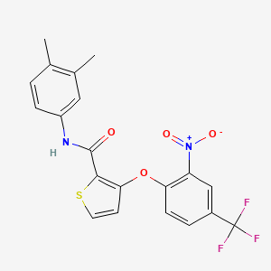 molecular formula C20H15F3N2O4S B3119577 N-(3,4-dimethylphenyl)-3-[2-nitro-4-(trifluoromethyl)phenoxy]thiophene-2-carboxamide CAS No. 252026-61-2