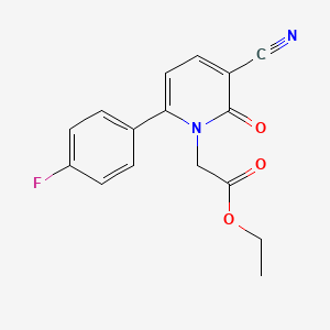 molecular formula C16H13FN2O3 B3119605 ethyl 2-[3-cyano-6-(4-fluorophenyl)-2-oxo-1(2H)-pyridinyl]acetate CAS No. 252058-84-7