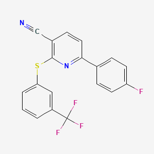 6-(4-Fluorophenyl)-2-{[3-(trifluoromethyl)phenyl]sulfanyl}nicotinonitrile