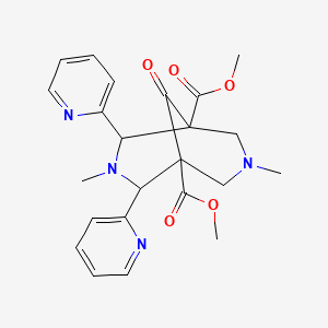 molecular formula C23H26N4O5 B3119701 Dimethyl 3,7-dimethyl-9-oxo-2,4-dipyridin-2-yl-3,7-diazabicyclo[3.3.1]nonane-1,5-dicarboxylate CAS No. 253304-60-8