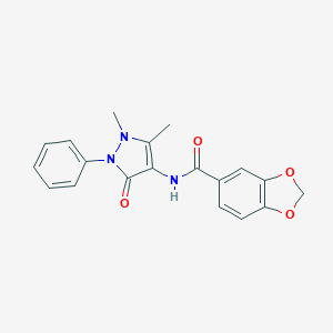 molecular formula C19H17N3O4 B311990 N-(1,5-dimethyl-3-oxo-2-phenyl-2,3-dihydro-1H-pyrazol-4-yl)-1,3-benzodioxole-5-carboxamide 