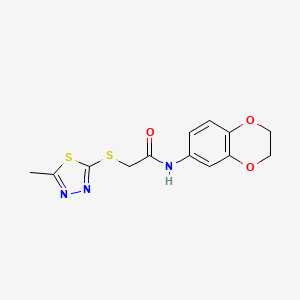 molecular formula C13H13N3O3S2 B3119941 N-(2,3-二氢-1,4-苯并二噁英-6-基)-2-[(5-甲基-1,3,4-噻二唑-2-基)硫代]乙酰胺 CAS No. 256955-18-7