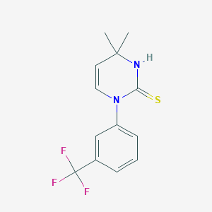 molecular formula C13H13F3N2S B3120015 4,4-Dimethyl-1-[3-(trifluoromethyl)phenyl]-1,4-dihydropyrimidine-2-thiol CAS No. 258353-09-2