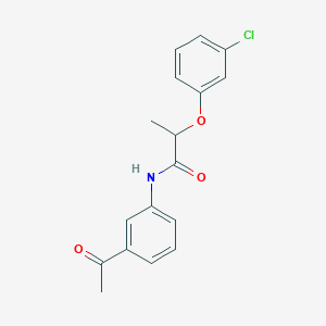 molecular formula C17H16ClNO3 B312102 N-(3-acetylphenyl)-2-(3-chlorophenoxy)propanamide 