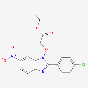 molecular formula C17H14ClN3O5 B3121282 ethyl 2-{[2-(4-chlorophenyl)-6-nitro-1H-1,3-benzimidazol-1-yl]oxy}acetate CAS No. 282523-05-1