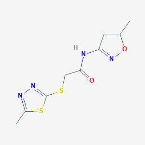 molecular formula C9H10N4O2S2 B3121918 N-(5-methyl-1,2-oxazol-3-yl)-2-[(5-methyl-1,3,4-thiadiazol-2-yl)sulfanyl]acetamide CAS No. 297150-01-7