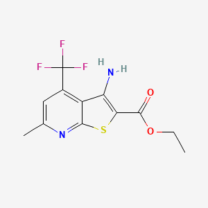 molecular formula C12H11F3N2O2S B3122032 Ethyl 3-amino-6-methyl-4-(trifluoromethyl)thieno[2,3-b]pyridine-2-carboxylate CAS No. 299198-61-1