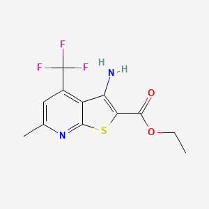 molecular formula C12H11F3N2O2S B3122032 3-氨基-6-甲基-4-(三氟甲基)噻吩并[2,3-b]吡啶-2-甲酸乙酯 CAS No. 299198-61-1