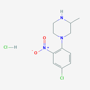 molecular formula C11H15Cl2N3O2 B3122083 1-(4-Chloro-2-nitrophenyl)-3-methylpiperazine hydrochloride CAS No. 299912-44-0