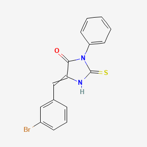 molecular formula C16H11BrN2OS B3122242 (5E)-5-(3-bromobenzylidene)-2-mercapto-3-phenyl-3,5-dihydro-4H-imidazol-4-one CAS No. 301343-53-3