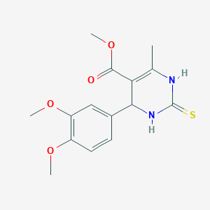 molecular formula C15H18N2O4S B3122243 2-(3,4-二甲氧基苯基)-6-甲基-4-硫代-2H,3H,5H-3,5-二嗪甲酸甲酯 CAS No. 301359-48-8