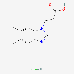 molecular formula C12H15ClN2O2 B3122261 3-(5,6-Dimethyl-1H-benzimidazol-1-yl)propanoic acid hydrochloride CAS No. 30163-89-4