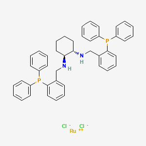 molecular formula C44H44Cl2N2P2Ru B3122280 (1S,2S)-1-N,2-N-bis[(2-diphenylphosphanylphenyl)methyl]cyclohexane-1,2-diamine;ruthenium(2+);dichloride CAS No. 302924-37-4