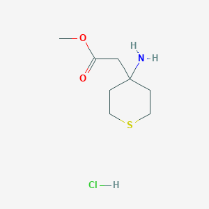 molecular formula C8H16ClNO2S B3122303 methyl 2-(4-aminotetrahydro-2H-thiopyran-4-yl)acetate hydrochloride CAS No. 303037-43-6