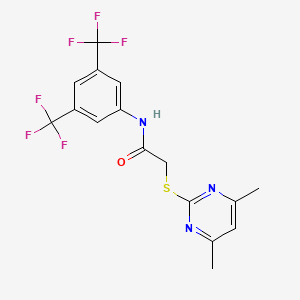 molecular formula C16H13F6N3OS B3122332 N-[3,5-bis(trifluoromethyl)phenyl]-2-[(4,6-dimethyl-2-pyrimidinyl)sulfanyl]acetamide CAS No. 303091-43-2