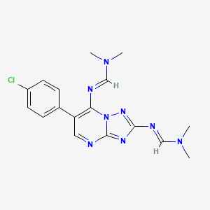 molecular formula C17H19ClN8 B3122393 N'-(6-(4-chlorophenyl)-2-{[(dimethylamino)methylene]amino}[1,2,4]triazolo[1,5-a]pyrimidin-7-yl)-N,N-dimethyliminoformamide CAS No. 303145-88-2