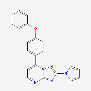 molecular formula C21H15N5O B3122404 phenyl 4-[2-(1H-pyrrol-1-yl)[1,2,4]triazolo[1,5-a]pyrimidin-7-yl]phenyl ether CAS No. 303146-08-9