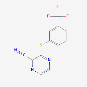 molecular formula C12H6F3N3S B3122414 3-{[3-(Trifluoromethyl)phenyl]sulfanyl}-2-pyrazinecarbonitrile CAS No. 303146-77-2