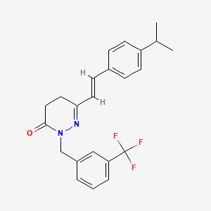 molecular formula C23H23F3N2O B3122427 6-(4-Isopropylstyryl)-2-(3-(trifluoromethyl)benzyl)-4,5-dihydro-3(2H)-pyridazinone CAS No. 303146-85-2