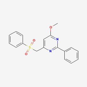 molecular formula C18H16N2O3S B3122480 4-Methoxy-2-phenyl-6-[(phenylsulfonyl)methyl]pyrimidine CAS No. 303147-43-5