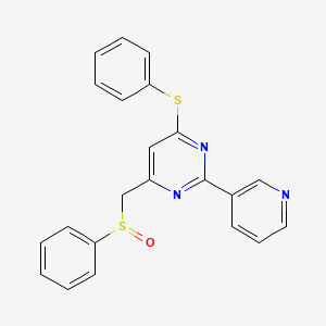molecular formula C22H17N3OS2 B3122496 4-(Phenylsulfanyl)-6-[(phenylsulfinyl)methyl]-2-(3-pyridinyl)pyrimidine CAS No. 303147-50-4