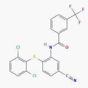 molecular formula C21H11Cl2F3N2OS B3122502 N-{5-cyano-2-[(2,6-dichlorophenyl)sulfanyl]phenyl}-3-(trifluoromethyl)benzenecarboxamide CAS No. 303147-52-6