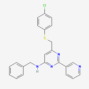 molecular formula C23H19ClN4S B3122507 N-苄基-6-{[(4-氯苯基)硫烷基]甲基}-2-(3-吡啶基)-4-嘧啶胺 CAS No. 303147-58-2