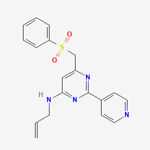 molecular formula C19H18N4O2S B3122524 N-allyl-6-[(phenylsulfonyl)methyl]-2-(4-pyridinyl)-4-pyrimidinamine CAS No. 303147-82-2