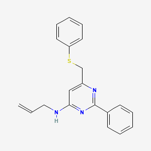 molecular formula C20H19N3S B3122525 N-allyl-2-phenyl-6-[(phenylsulfanyl)methyl]-4-pyrimidinamine CAS No. 303147-85-5