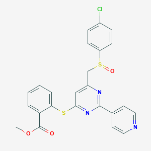 molecular formula C24H18ClN3O3S2 B3122534 2-[6-[(4-氯苯基)亚磺酰甲基]-2-吡啶-4-基嘧啶-4-基]硫代苯甲酸甲酯 CAS No. 303147-94-6