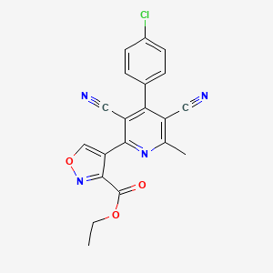 Ethyl 4-[4-(4-chlorophenyl)-3,5-dicyano-6-methyl-2-pyridinyl]-3-isoxazolecarboxylate