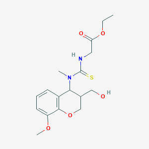 ethyl 2-({[3-(hydroxymethyl)-8-methoxy-3,4-dihydro-2H-1-benzopyran-4-yl](methyl)carbamothioyl}amino)acetate