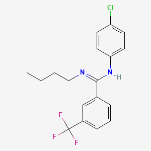 molecular formula C18H18ClF3N2 B3122565 N'-butyl-N-(4-chlorophenyl)-3-(trifluoromethyl)benzenecarboximidamide CAS No. 303149-05-5