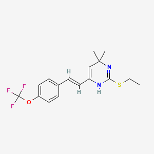 molecular formula C17H19F3N2OS B3122567 2-(Ethylsulfanyl)-6,6-dimethyl-4-[4-(trifluoromethoxy)styryl]-1,6-dihydropyrimidine CAS No. 303149-07-7