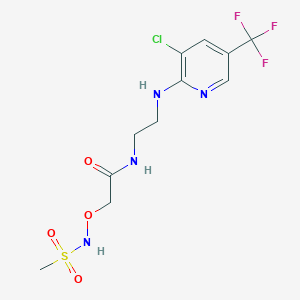 molecular formula C11H14ClF3N4O4S B3122670 N-(2-{[3-氯-5-(三氟甲基)-2-吡啶基]氨基}乙基)-2-{[(甲磺酰基)氨基]氧基}乙酰胺 CAS No. 303151-75-9