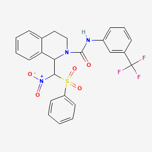 molecular formula C24H20F3N3O5S B3122675 1-[硝基(苯磺酰)甲基]-N-[3-(三氟甲基)苯基]-3,4-二氢-2(1H)-异喹啉甲酰胺 CAS No. 303151-80-6