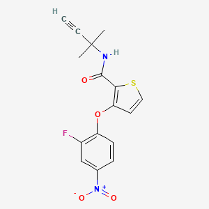 molecular formula C16H13FN2O4S B3122736 3-(2-fluoro-4-nitrophenoxy)-N-(2-methylbut-3-yn-2-yl)thiophene-2-carboxamide CAS No. 303152-62-7