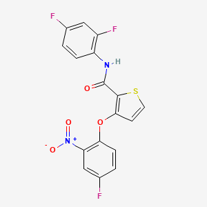 molecular formula C17H9F3N2O4S B3122739 N-(2,4-difluorophenyl)-3-(4-fluoro-2-nitrophenoxy)thiophene-2-carboxamide CAS No. 303152-73-0