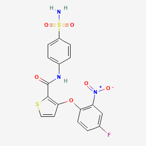 molecular formula C17H12FN3O6S2 B3122742 3-(4-氟-2-硝基苯氧基)-N-(4-磺酰氨基苯基)噻吩-2-甲酰胺 CAS No. 303152-74-1