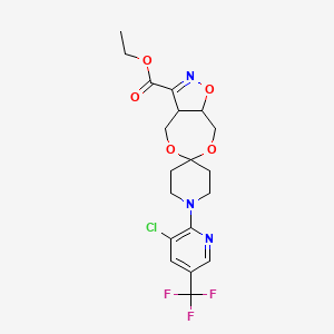molecular formula C19H21ClF3N3O5 B3122752 [3-乙氧羰基-4,5-双(羟甲基)-4,5-二氢异噁唑][1-(2-((3-氯-5-三氟甲基)吡啶基)-4-哌啶]缩酮 CAS No. 303152-94-5