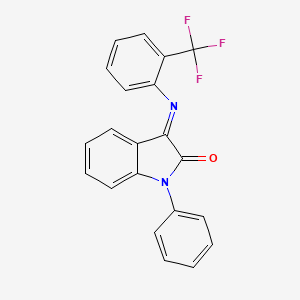 molecular formula C21H13F3N2O B3122781 1-phenyl-3-{[2-(trifluoromethyl)phenyl]imino}-1,3-dihydro-2H-indol-2-one CAS No. 303984-48-7
