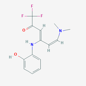 molecular formula C14H15F3N2O2 B3122828 (3Z,5Z)-6-(dimethylamino)-1,1,1-trifluoro-4-(2-hydroxyanilino)-3,5-hexadien-2-one CAS No. 303986-93-8
