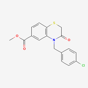 molecular formula C17H14ClNO3S B3122868 methyl 4-(4-chlorobenzyl)-3-oxo-3,4-dihydro-2H-1,4-benzothiazine-6-carboxylate CAS No. 303987-91-9