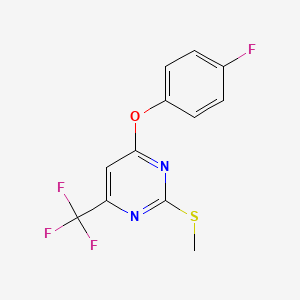 molecular formula C12H8F4N2OS B3122883 4-(4-Fluorophenoxy)-2-(methylsulfanyl)-6-(trifluoromethyl)pyrimidine CAS No. 303988-11-6