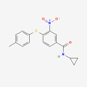 molecular formula C17H16N2O3S B3122886 N-环丙基-4-[(4-甲基苯基)硫代]-3-硝基苯甲酰胺 CAS No. 303988-14-9