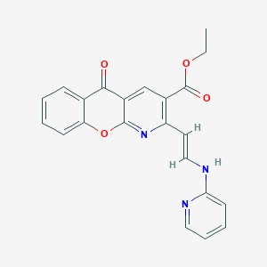 molecular formula C22H17N3O4 B3122953 ethyl 5-oxo-2-[(E)-2-(pyridin-2-ylamino)ethenyl]chromeno[2,3-b]pyridine-3-carboxylate CAS No. 303995-12-2