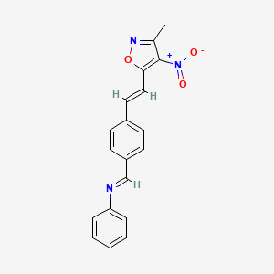 molecular formula C19H15N3O3 B3122974 1-[4-[(E)-2-(3-methyl-4-nitro-1,2-oxazol-5-yl)ethenyl]phenyl]-N-phenylmethanimine CAS No. 303995-46-2