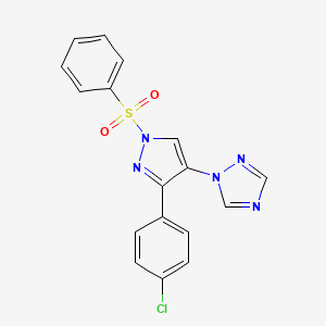 1-[3-(4-chlorophenyl)-1-(phenylsulfonyl)-1H-pyrazol-4-yl]-1H-1,2,4-triazole